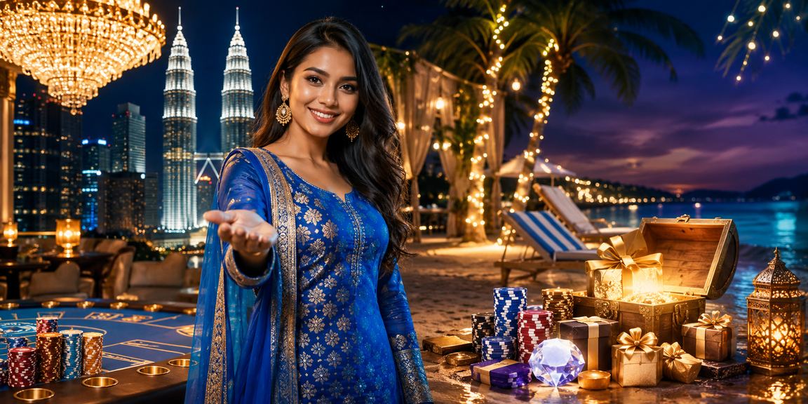 Wanita berbaju kurung di Kuala Lumpur bermain slot kasino melalui v40 di telefon